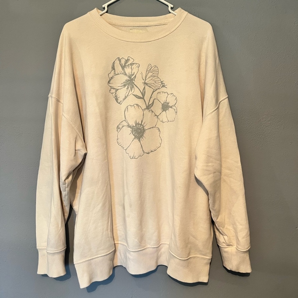 American Eagle Outfitters Cream Floral Sweater